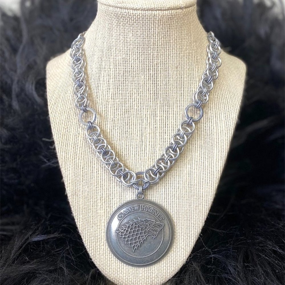 OOAK Stark Shield Chainmail Necklace